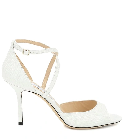 Shop Jimmy Choo Emsy 85 Leather Sandals In White