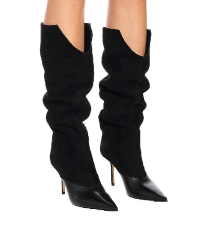 Shop Jimmy Choo Brelan 85 Suede Knee-high Boots In Black