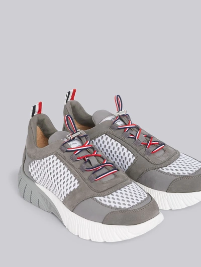 Shop Thom Browne Mesh-panel Low-top Sneakers In Grey