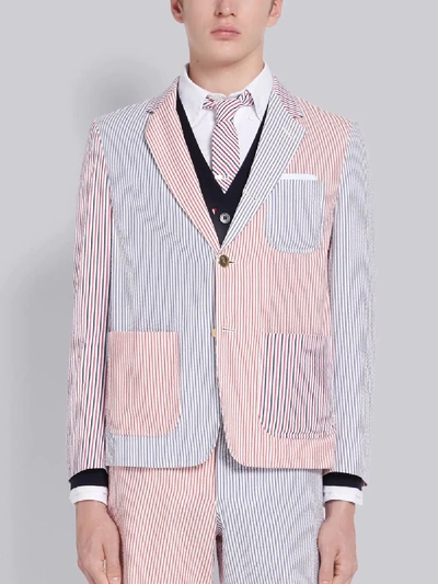 Shop Thom Browne Rwb Seersucker Stripe Sack Sport Coat In Red