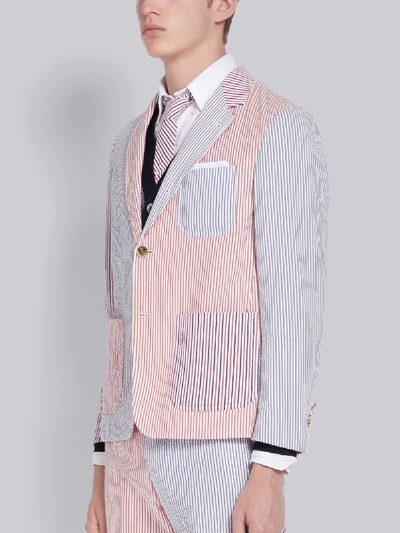 Shop Thom Browne Rwb Seersucker Stripe Sack Sport Coat In Red