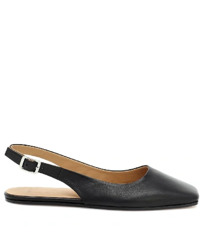 Shop Mm6 Maison Margiela Leather Slingback Flats In Black