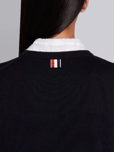 Shop Thom Browne 4-bar Stripe Intarsia Shell Dress In Blue