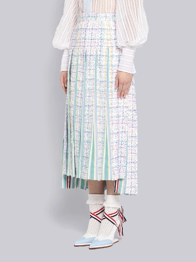 Shop Thom Browne Multi-color Seersucker Ribbon Tweed Pleated Skirt In Multicolour