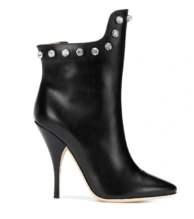 Shop Marco De Vincenzo Embellished Leather Ankle Boots In Black