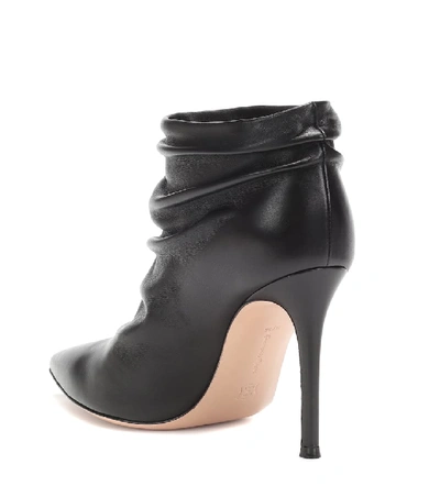 Shop Gianvito Rossi Ruched 105 Leather Ankle Boots In Black