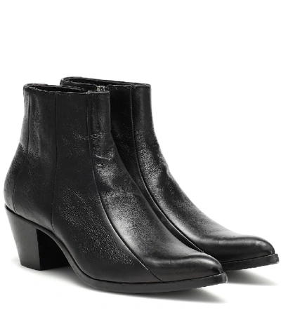 Shop Saint Laurent Finn Leather Ankle Boots In Black