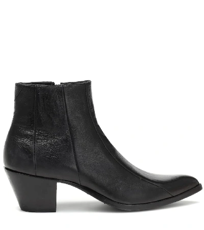 Shop Saint Laurent Finn Leather Ankle Boots In Black