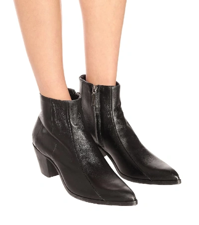 Shop Saint Laurent Finn Leather Ankle Boots In Black