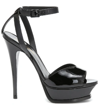 Shop Saint Laurent Tribute Lips 105 Patent-leather Platform Sandals In Black