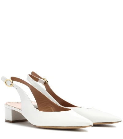 Shop Mansur Gavriel Leather Slingback Pumps In White