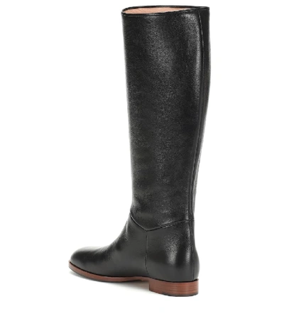 Shop Gucci Rebelle Leather Knee-high Boots In Black