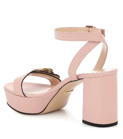 Shop Gucci Marmont Leather Platform Sandals In Pink