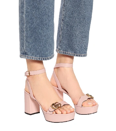 Shop Gucci Marmont Leather Platform Sandals In Pink