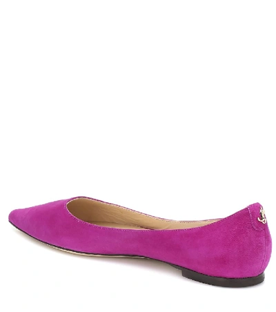 Shop Jimmy Choo Love Suede Ballet Flats In Purple