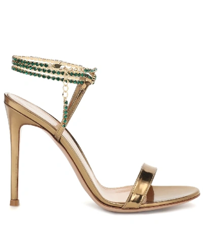 Shop Gianvito Rossi Serena 105 Metallic Leather Sandals In Gold
