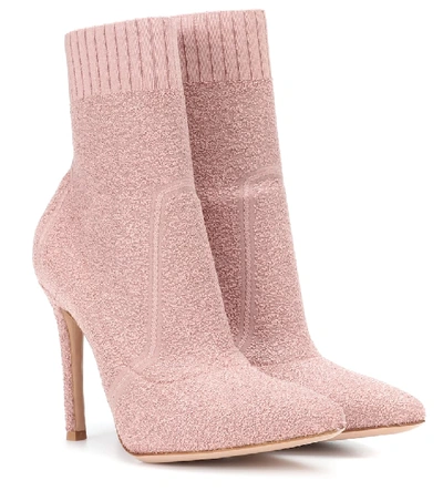 Shop Gianvito Rossi Fiona 105 Bouclé Ankle Boots In Pink