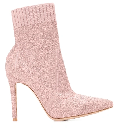 Shop Gianvito Rossi Fiona 105 Bouclé Ankle Boots In Pink