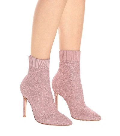 Shop Gianvito Rossi Fiona 105 Bouclé Ankle Boots In Pink