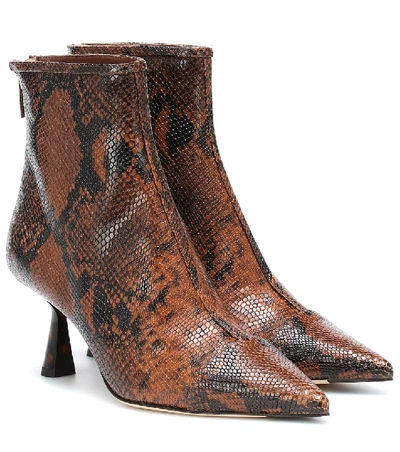 Shop Jimmy Choo Kix 65 Snake-effect Ankle Boots In Brown