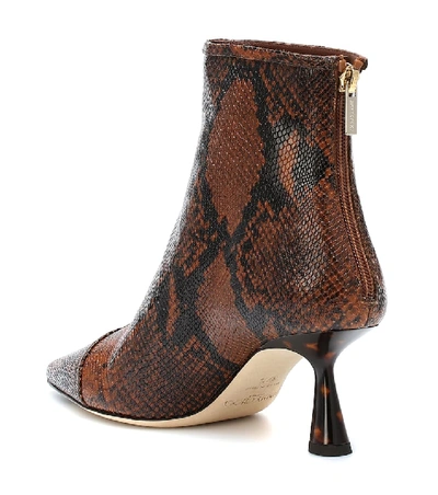 Shop Jimmy Choo Kix 65 Snake-effect Ankle Boots In Brown