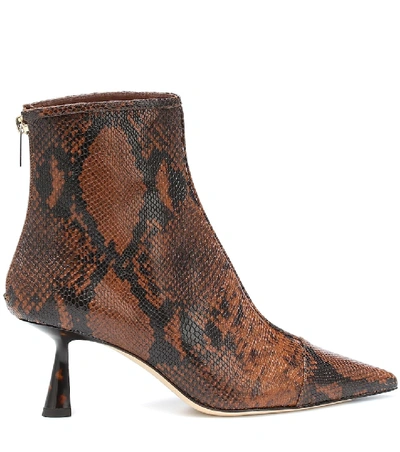 Shop Jimmy Choo Kix 65 Snake-effect Ankle Boots In Brown