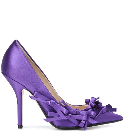 Shop N°21 Embellished Satin Pumps In Purple