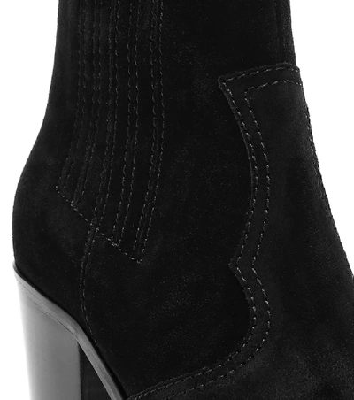 Shop Ganni Western Suede Ankle Boots In Black