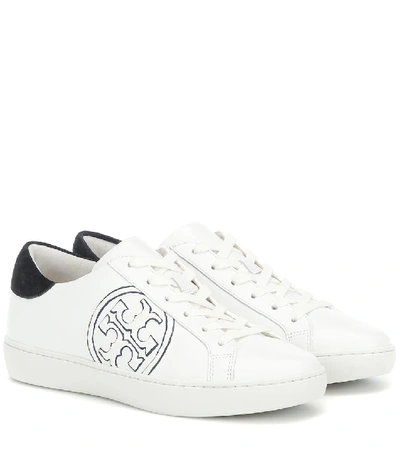 Shop Tory Burch T-logo Leather Sneakers In White