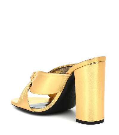 Shop Saint Laurent Loulou 100 Metallic Leather Sandals In Gold