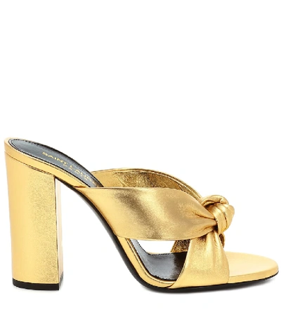 Shop Saint Laurent Loulou 100 Metallic Leather Sandals In Gold