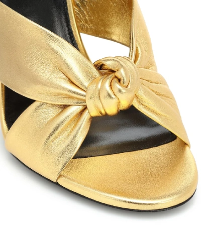 Shop Saint Laurent Loulou 100 Metallic Leather Sandals In Gold