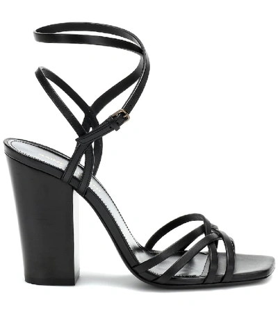 Shop Saint Laurent Oak 100 Leather Sandals In Black