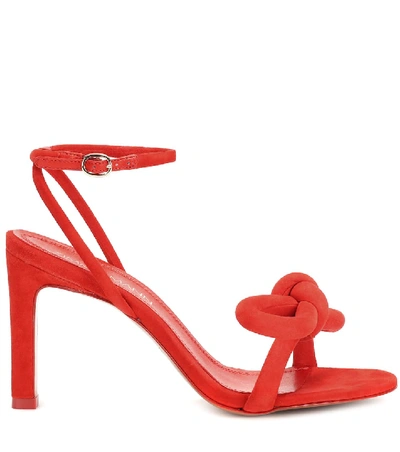 Shop Zimmermann Sculptural Bow Suede Sandals In Red