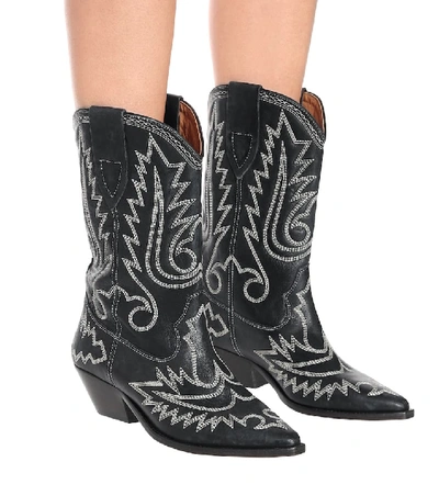 Shop Isabel Marant Duerto Suede Cowboy Boots In Black
