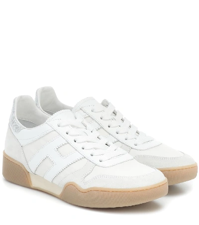 Shop Hogan H357 Retro Leather Sneakers In White