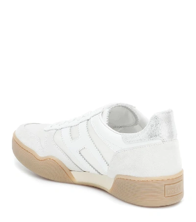 Shop Hogan H357 Retro Leather Sneakers In White