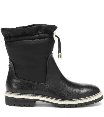 Shop Jimmy Choo Bao Flat Leather Ankle Boots In Black