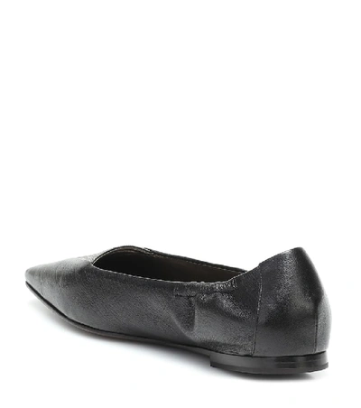 Shop Brunello Cucinelli Embellished Leather Ballet Flats In Black