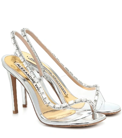 Shop Alexandre Vauthier Elizabeth Leather Slingback Sandals In Metallic