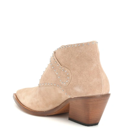 Shop Givenchy Studded Suede Ankle Boots In Beige