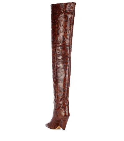 Shop Isabel Marant Lostynn Embossed Leather Boots In Brown