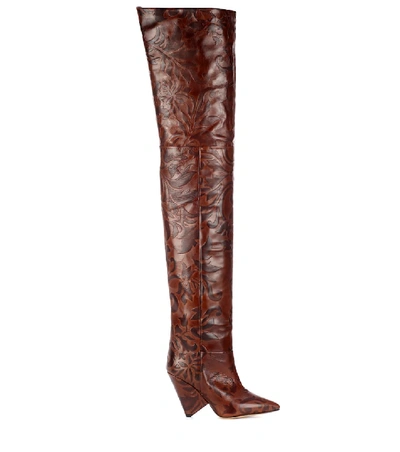 Shop Isabel Marant Lostynn Embossed Leather Boots In Brown