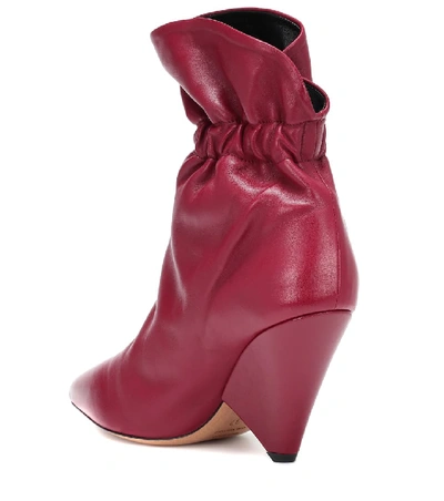 Shop Isabel Marant Lileas Leather Ankle Boots In Red