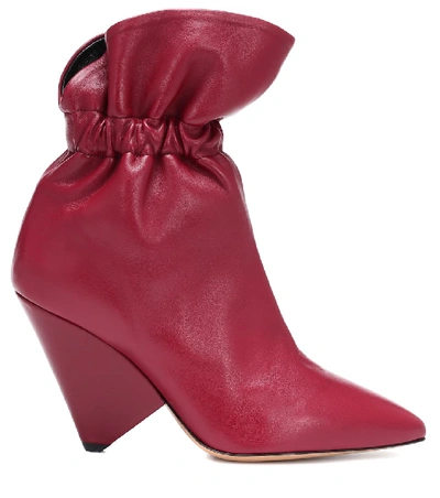 Shop Isabel Marant Lileas Leather Ankle Boots In Red