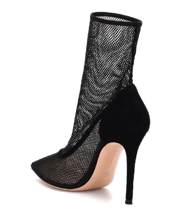 Shop Gianvito Rossi Erin Mesh Ankle Boots In Black