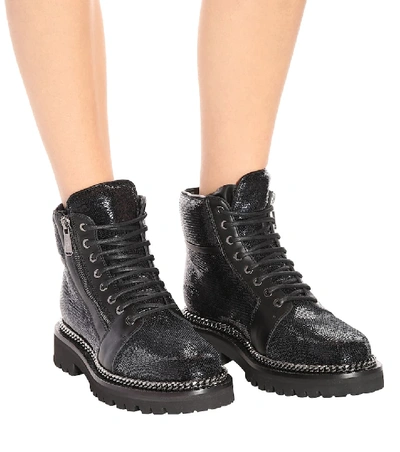 Shop Balmain Ranger Sequinned Ankle Boots In Black