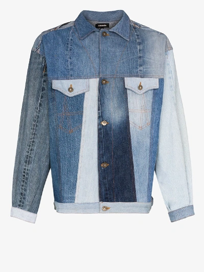 Shop Ahluwalia Studio Ahluwalia Sign Patchwork Denim Jacket In Blue