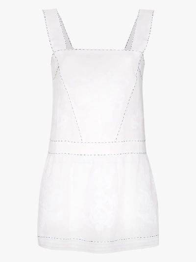 Shop Vita Kin Daisy Embroidered Linen Top In White