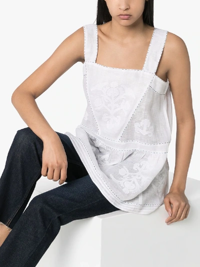 Shop Vita Kin Daisy Embroidered Linen Top In White